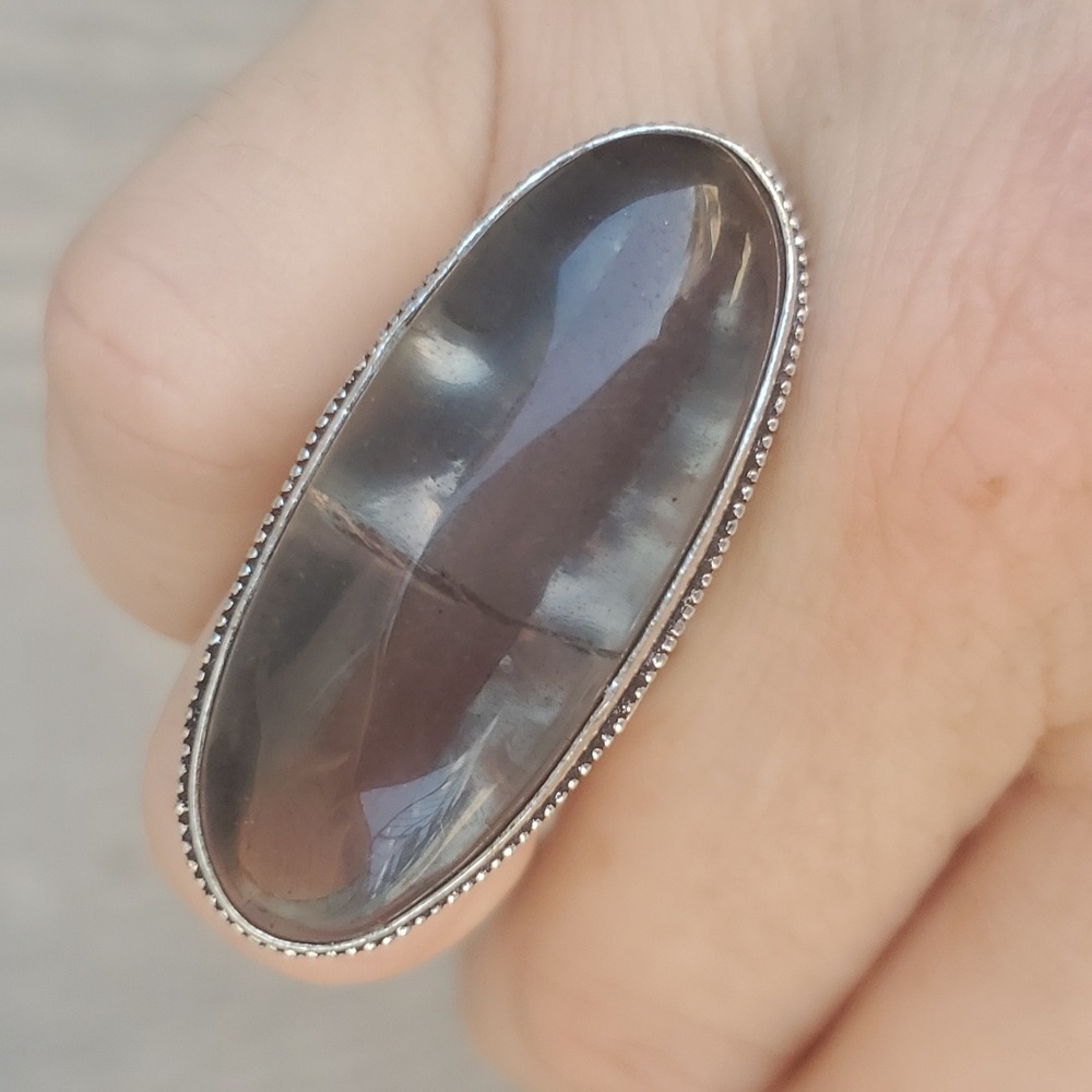 New Oversized Fluorite 925 Silver Ring.
